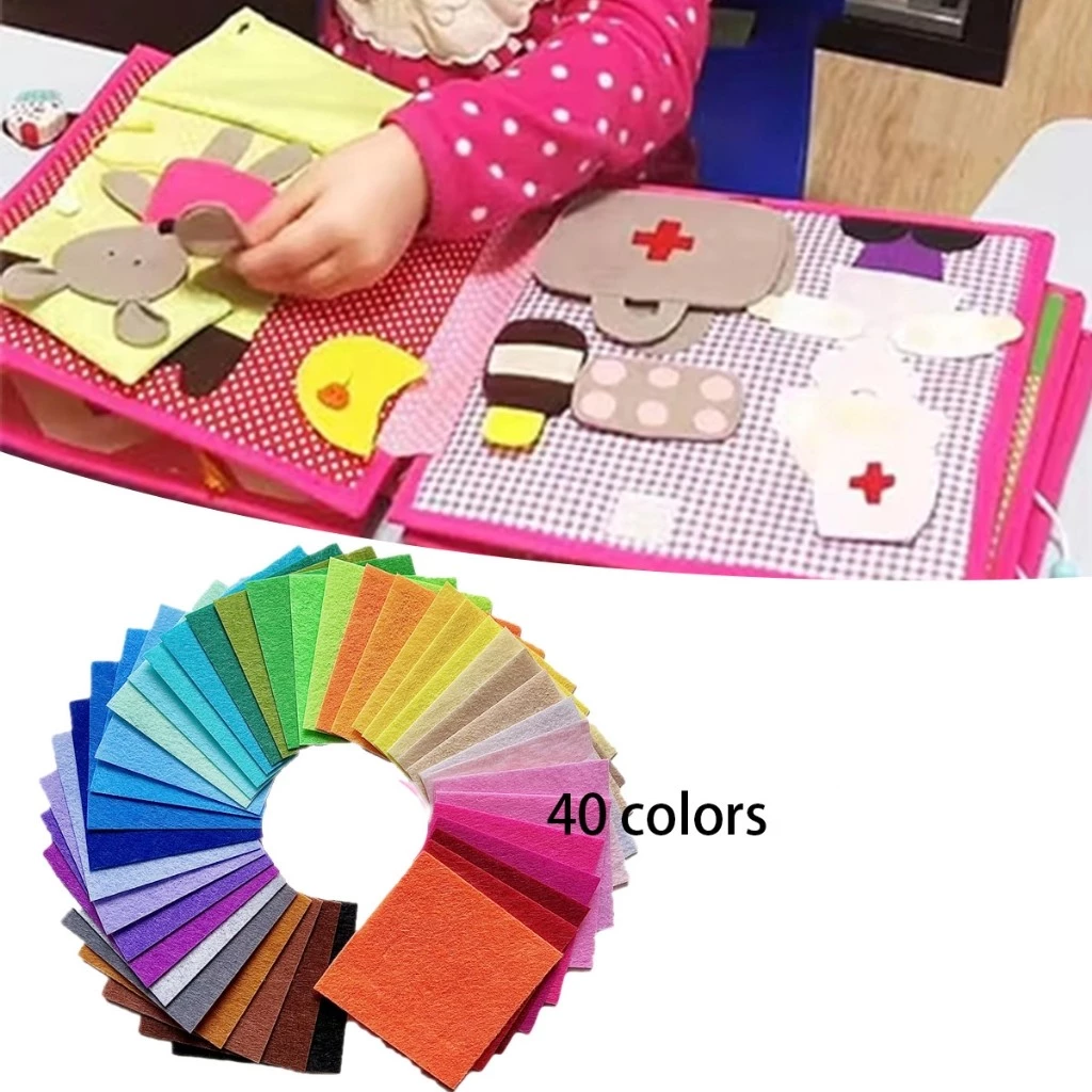 จัดส่งใน24ซม.ผ้าสักหลาด40สี หนา1MM ขนาด10CM 15CM 30CM แบบแข็ง สำหรับงานDIY ขายเป็นชุด แผ่นสักหลาด