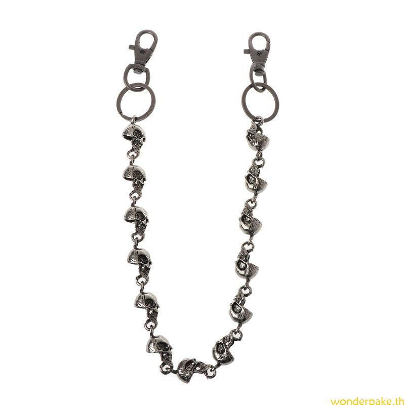 Wonder โลหะ Vintage Skull สําหรับหัว Punk Gothic Jean Skeleton Chain สําหรับชาย Wome