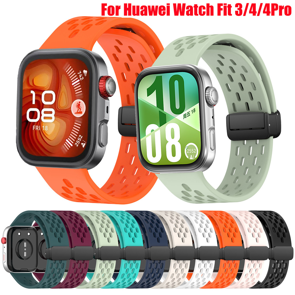 สายซิลิโคนสําหรับเล่นกีฬาสําหรับ Huawei Watch Fit 4 Pro สายรัดข้อมือสร้อยข้อมือระบายอากาศ Correa สําหรับ Huawei Fit 4 3