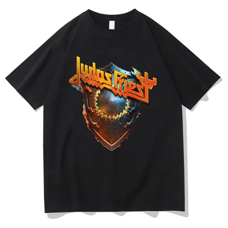 Judas Priest Shield of Pain Tour 2025 เสื้อยืด Judas Priest Band โลหะ Rock เสื้อผ้าผู้ชายผู้หญิงผ้าฝ