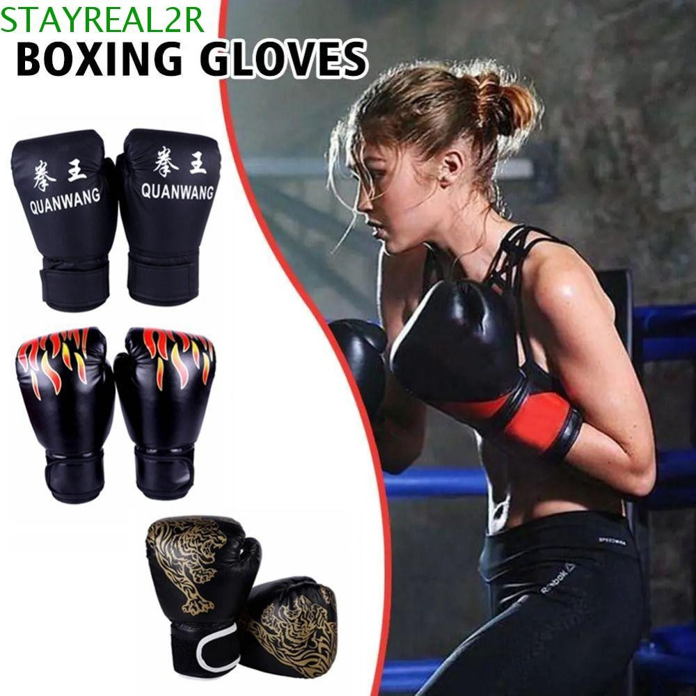 STAYREAL2R นวมชกมวยเด็ก, PU หนัง Breathable นวมชกมวยสําหรับผู้ใหญ่, Professional ทนทานป้องกันนิ้วสบา