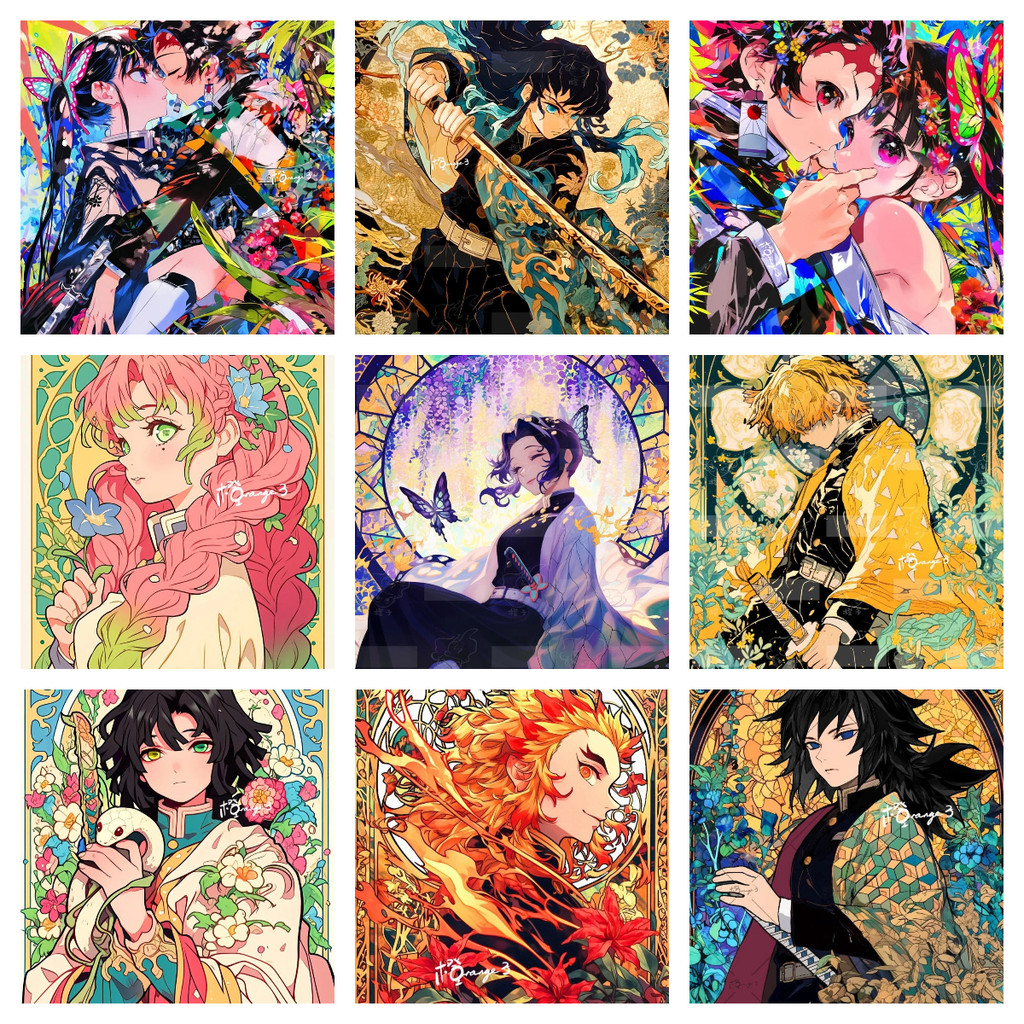 [KS] อะนิเมะการ์ตูน Demon Slayer 5d ภาพวาดเพชรเพชรเต็มห้องนั่งเล่น PasteDiamond Cross Stitch ห้องนอนห้องรับประทานอาหารเพชรเย็บปักถักร้อยตกแต่งบ้าน 30x40 ซม./40x60 ซม.