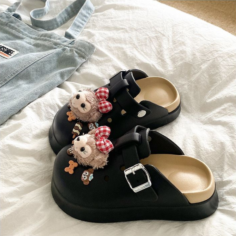 รองเท้าแตะผู้หญิงใหม่ น่ารัก ปิดนิ้วเท้า สำหรับกลางแจ้ง ฤดูร้อน กันลื่น พื้นหนา ระบายอากาศได้