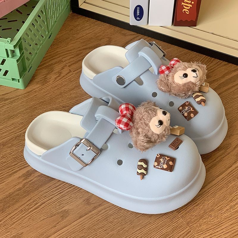 รองเท้าแตะผู้หญิงใหม่ น่ารัก ปิดนิ้วเท้า สำหรับกลางแจ้ง ฤดูร้อน กันลื่น พื้นหนา ระบายอากาศได้ - รูปที่ 6