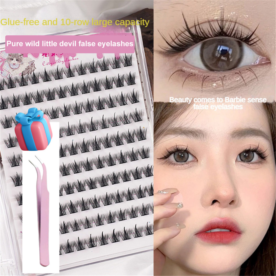 【ของขวัญฟรี】ขนตาปลอมแบบมีกาวในตัว ไม่ต้องใช้กาว พร้อมแถบกาวธรรมชาติที่ม้วนงอได้ ติดและถอดออกได้ง่าย ขนตาปลอมแบบต่อขนตา