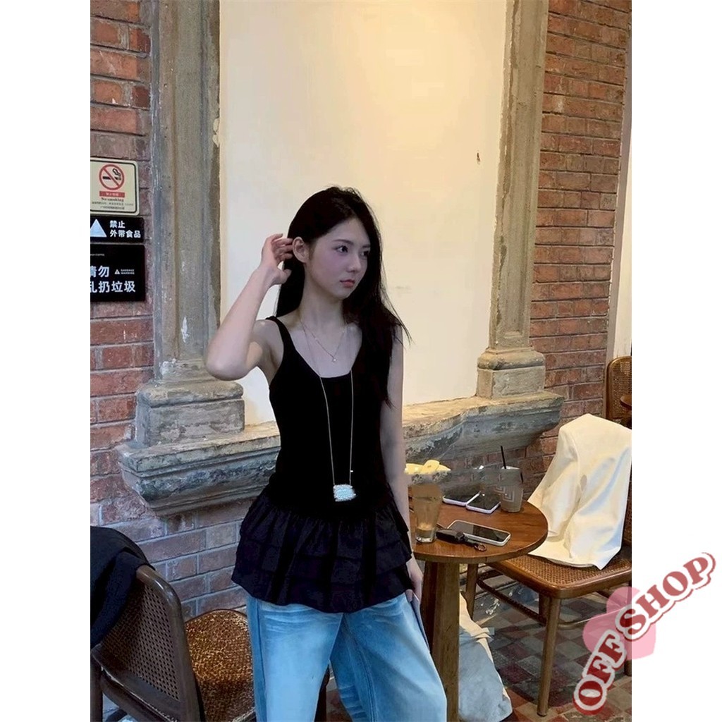 OFF SHOP  ใหม่ 2025 เสื้อกล้าม สายเดี่ยว มินิเดรส ไหมพรม ดีเทลแต่งปลายน่ารักสีพื้น’ J197 ราคา ถูกที่สุด ดีลบีเคเค แกลเลอรีภาพที่ 7