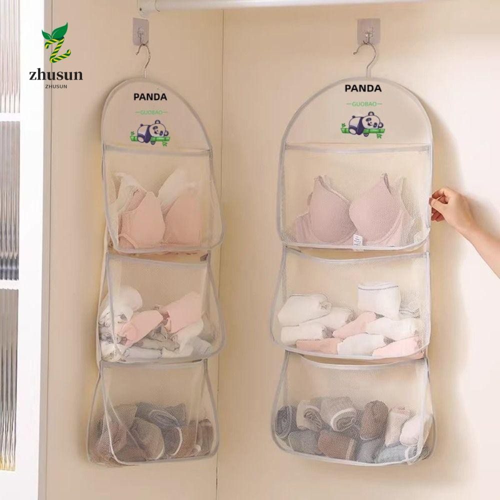 ซุซัน พื้นที่จัดเก็บ ถุงตาข่าย,หลายชั้นความจุขนาดใหญ่ถุงเท้าถุงเก็บประหยัดพื้นที่มัลติฟังก์ชั่ตู้เสื้อผ้าแขวนแพนด้าตาข่ายจัดระเบียบกระ