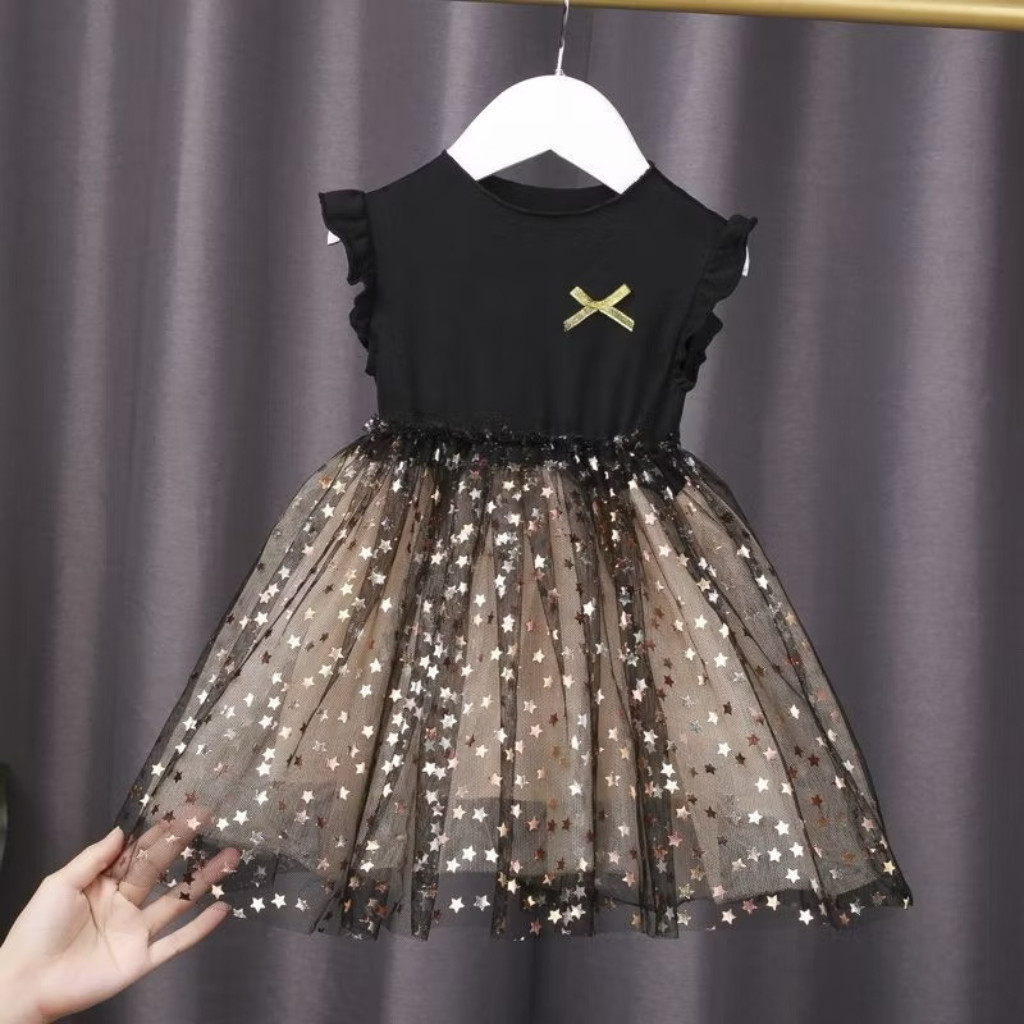 0-6 Yrs Old Girl Dress แขนสั้น Tutu ชุดเด็กแขนกุด Tutu ชุด Budak Perempuan