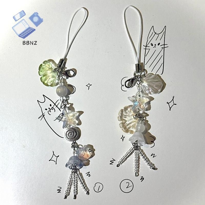 [BBNZ]น่ารักโทรศัพท์ Charm สายคล้องฤดูร้อน Ocean สไตล์ Sea Jelly จี้ปลา Key สายคล้องสาวผู้หญิงกระเป๋าพวงกุญแจ Keycord EON