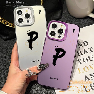 พร้อมส่ง เคสสำหรับไอโฟน13 ตัวอักษรPพี พีซ สงบสุข ป้องกันมือถือ for IPhone 13 12 7Plus 14 15 11Pro MAX XR XS XSMAX SE2020