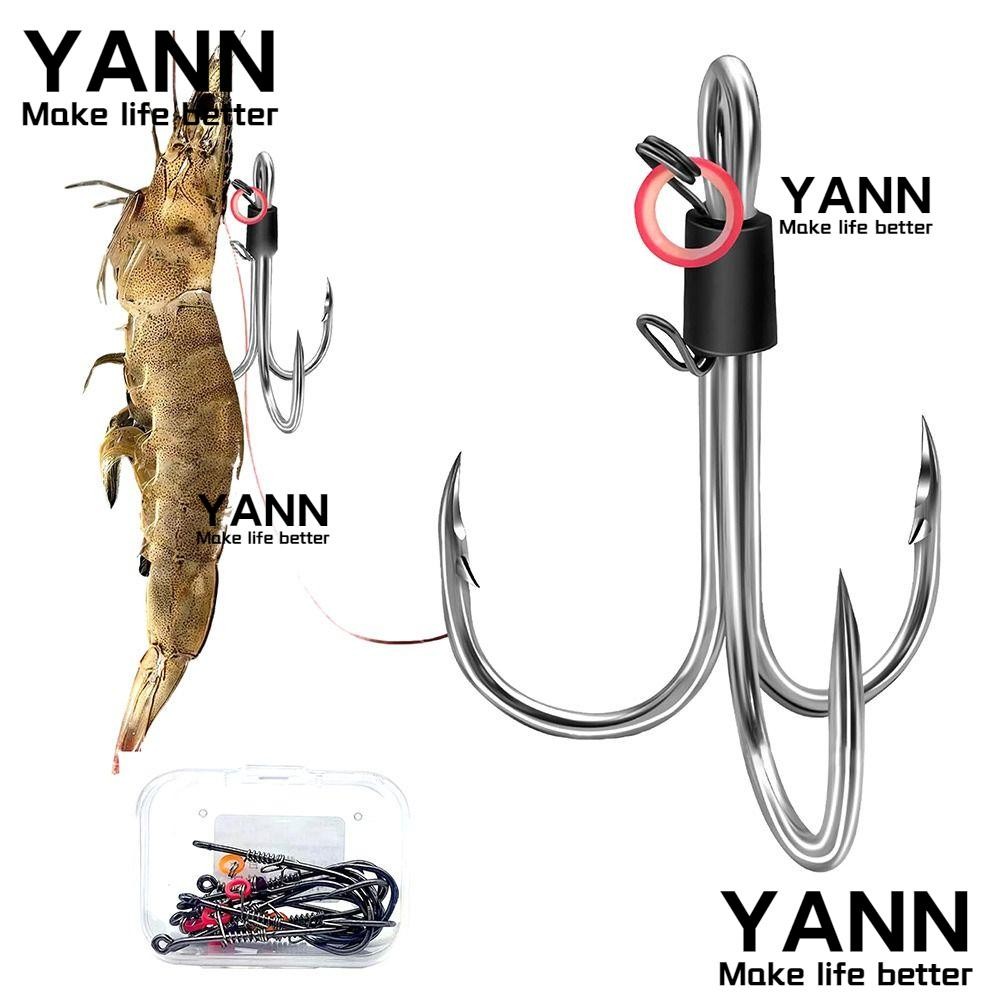 YANN 5 ชิ้นกุ้งสดเหยื่อตะขอ, Triple Wacky Wedless Worm High-carbon Steel Fishhook, 2025 Soft Worm Pickerel Wide Gap Bass Hook ตกปลาทะเล