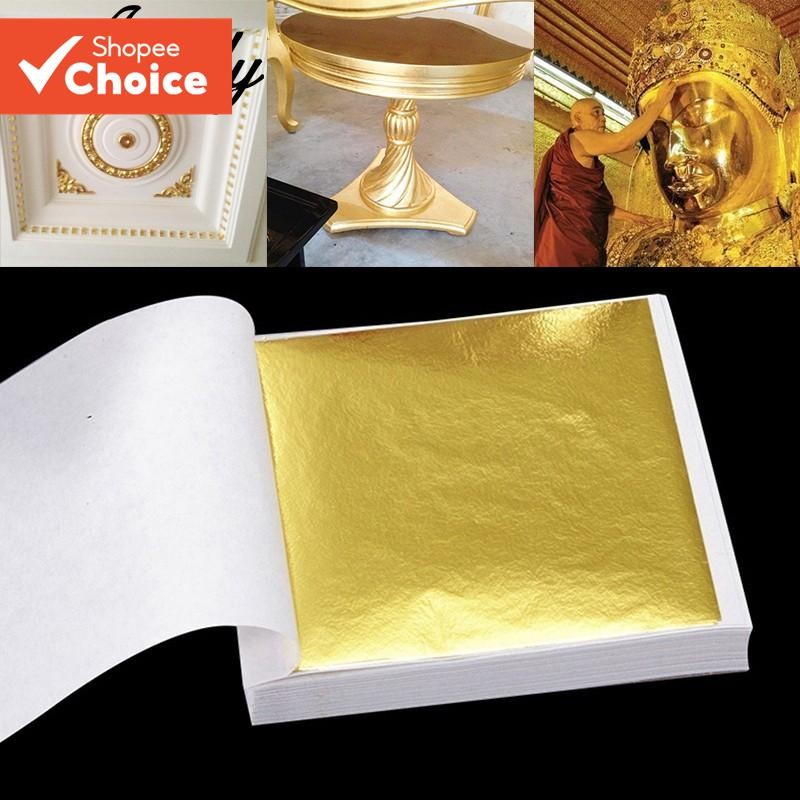 ใช้งานได้จริง K Pure Shiny Gold Leaf สําหรับ Gilding Funiture เส้น 100 ชิ้น/เซ็ต 9x9 ซม.