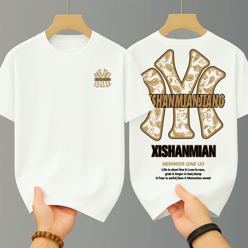 เสื้อยืดผู้ชายเท่ๆ คอกลมแขนสั้น oversize สกรีนลายแฟชั่นสุดฮิตหน้า-หลัง เสื้อยืดสตรีทแฟชั่นสุดฮิต โอเวอร์ไซส์คนอ้วน