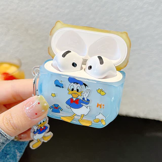 Donald Duck + จี้ขอบหยักสําหรับ AirPods 4/3/2/1/Pro/Pro2 หูฟังปลอก