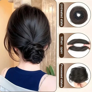 4 นิ้ว Magic ผมสังเคราะห์ Bun วงกลมคลิปยืดหยุ่น Donut Updo วิกผม Birds Nest รูป Retractable Hairpieces