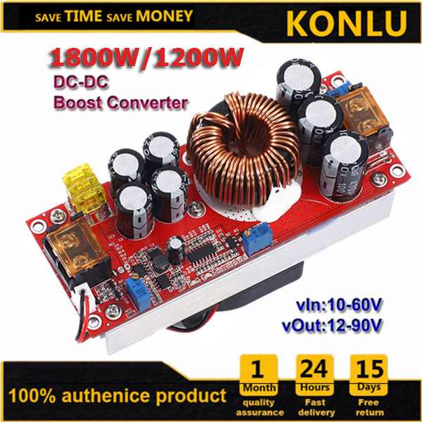 ZK [คาปาสีดำ] KONLU 1800W/1200W 40A DC to DC Step-up Converter Boost Power Supply