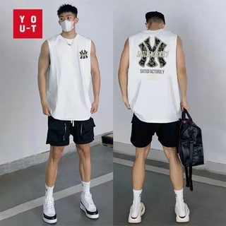 Y-T【ขายดี】⚡เสื้อกั๊กผู้ชาย คอกลม เสื้อแขนกุด ไม่หดตัว สวมใส่สบาย ผ้าฝ้ายแท้ ประทับตรา "SATIS FACTORIL"