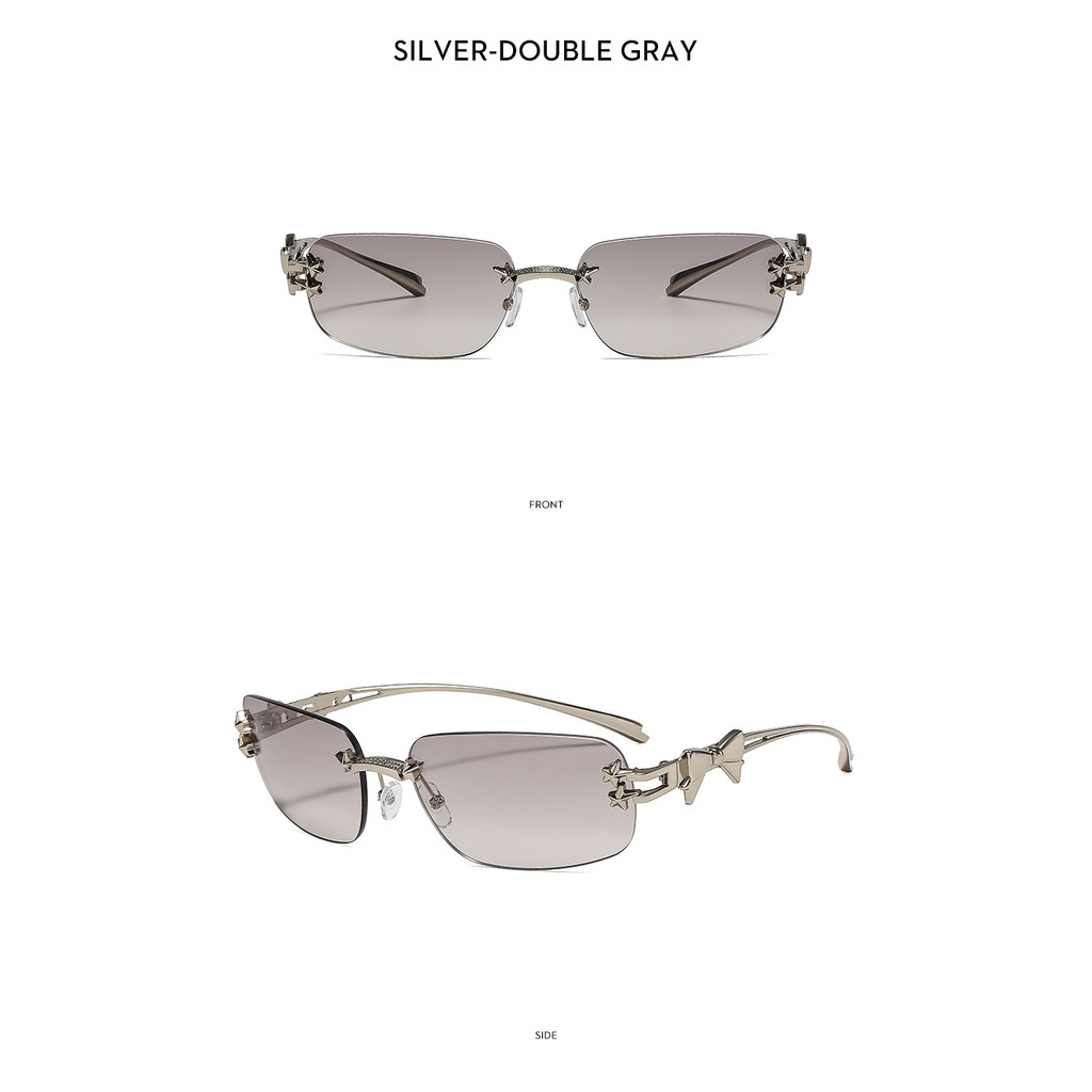 แว่นกันแดดน้ำหนักเบาสไตล์เกาหลีสําหรับผู้หญิงรูปสี่เหลี่ยมผืนผ้าไม่มีขอบ Y2K เซ็กซี่ Rhinestone กลางแจ้ง - รูปที่ 4