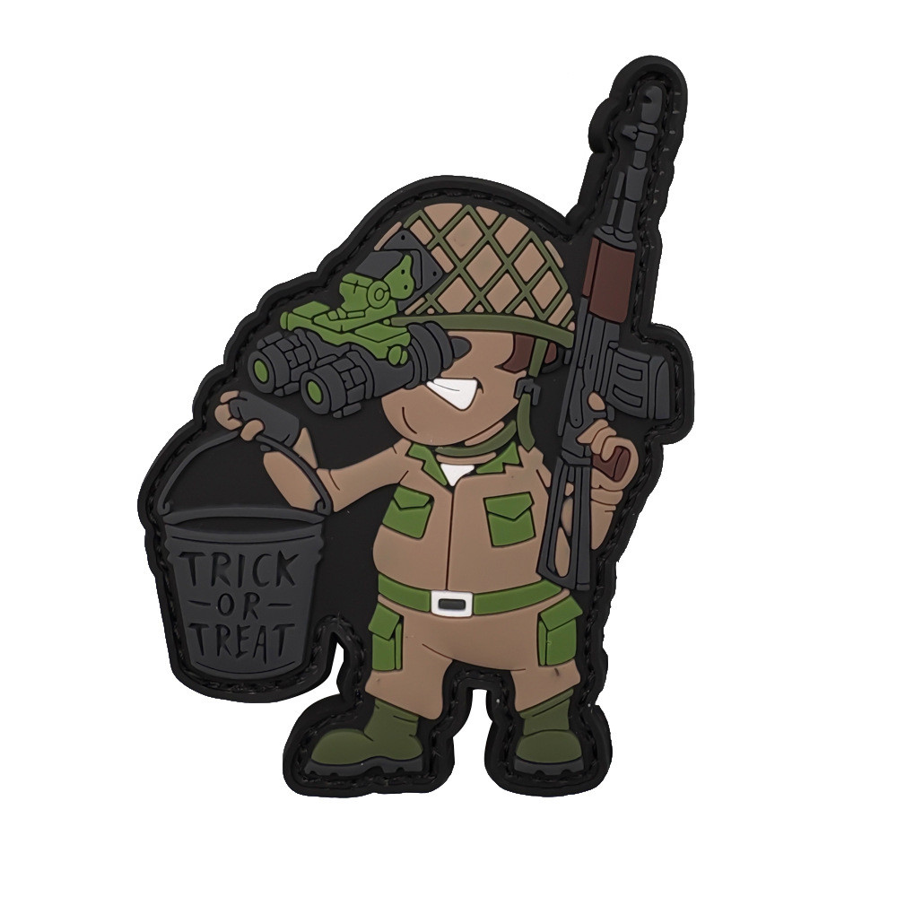 [แพทช์ Velcro แบบกําหนดเอง]HK.Tactical Night Vision Gun Warrior TRICK OR TREAT Morale3D Velcro Patch