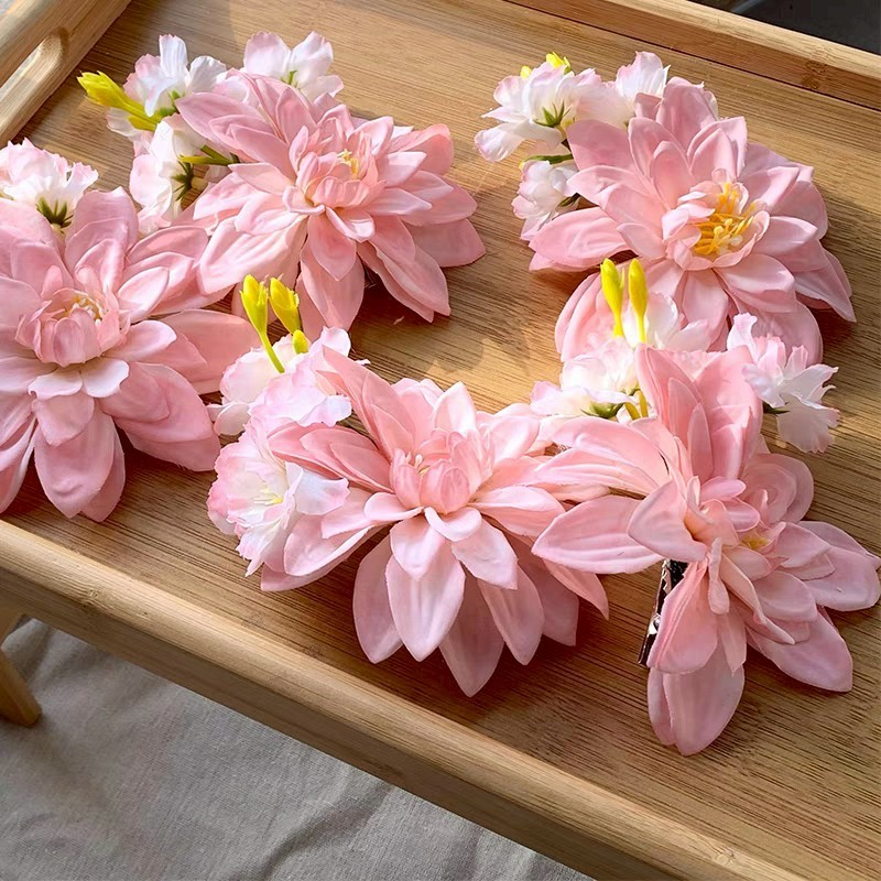 Aurora🛒พร้อมส่ง🚚 (รูปถ่ายจากงานจริง) กิ๊ปหนีบผมลายดอกไม้สีชมพู เรียบร้อยสไตล์เกาหลี - รูปที่ 7