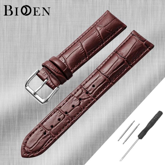 New Fashion Man~ BIDEN Strap Leather Watch Strap Mens Frosted Leather Strap 12-22mm - สีน้ําตาล, 14m