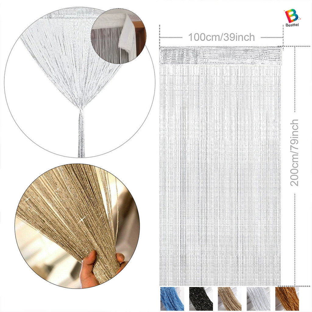 Besttel 🛵ส่งด่วน (ขนาด100*200) มู่ลี่ประตู ม่านเส้น ม่านริ้ว >6 สี<  ม่านเส้นผสมดิ้นเงิน ฉากงานแต่ง/วันเกิด