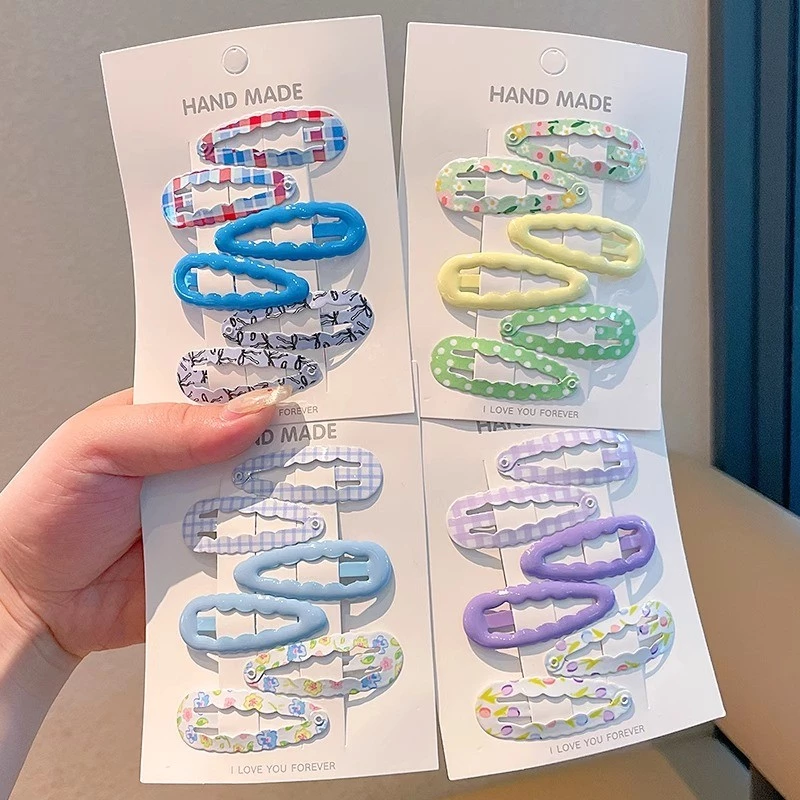 6 ชิ้น/ล็อตเด็กเด็กดอกไม้ Star Bowknot พิมพ์ BB Hairpin คลิปด้านข้าง Bangs คลิปอุปกรณ์เสริมผม thumbnail 3