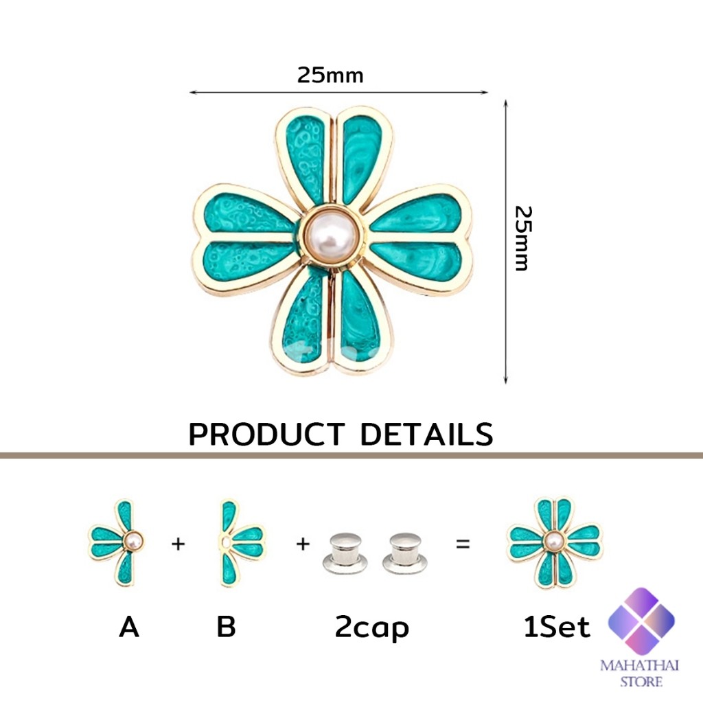 Mahathai ตะขอปรับเอวกางเกง แบบหัวเข็มน ขนาดเล็ก ดอกไม้ที่ออกแบบมาได้ลงตัว  1 ชิ้น Waist buckle - รูปที่ 5