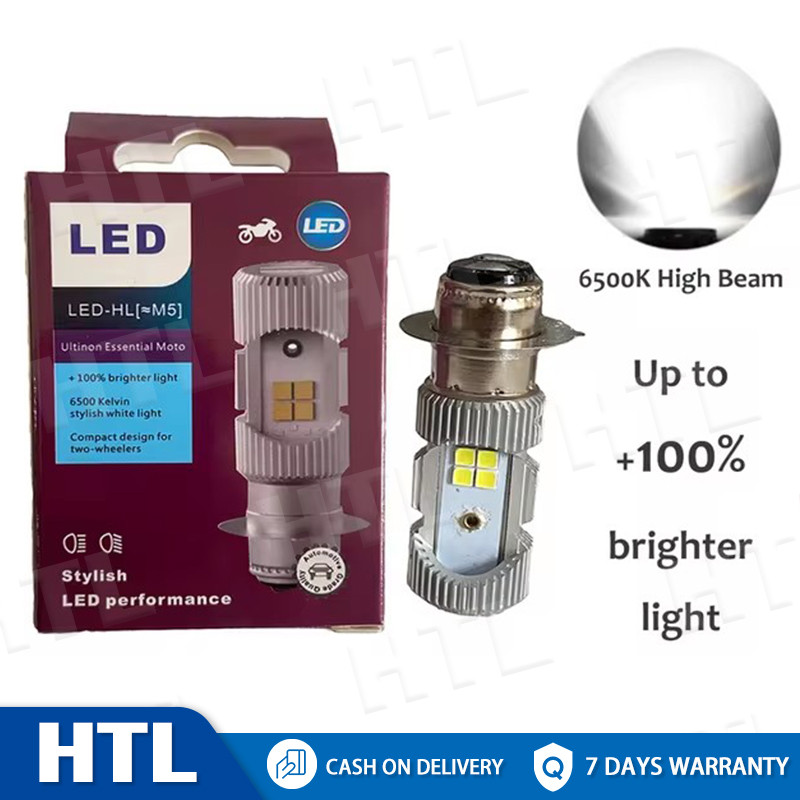 (คุณภาพสูง) MOTOR LED ไฟหน้า P15D หลอดไฟ รุ่น LED-HL M5 แสงสีขาว สว่างขึ้น 100% หลอดไฟมอเตอร์ไซค์ หลอดไฟ T19 ขนาดเล็ก 12V DC 6W 1 หลอด
