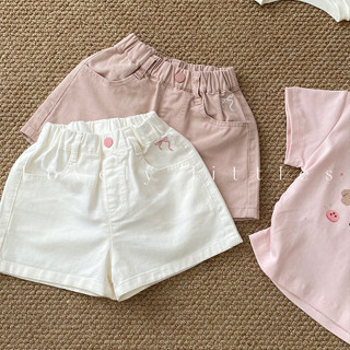 ฤดูร้อนเด็กสาวเสื้อผ้าปักกางเกงขาสั้นโบว์