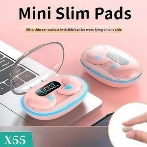 หูฟังนอนหลับบลูทูธไร้สาย X55 สวมใส่สบาย จอแสดงผลแบตเตอรี่ดิจิตอลเคสชาร์จแบบบางเฉียบเข้ากันได้กับระบบ หุ่นยนต์ และ เสี่ยวหมี่