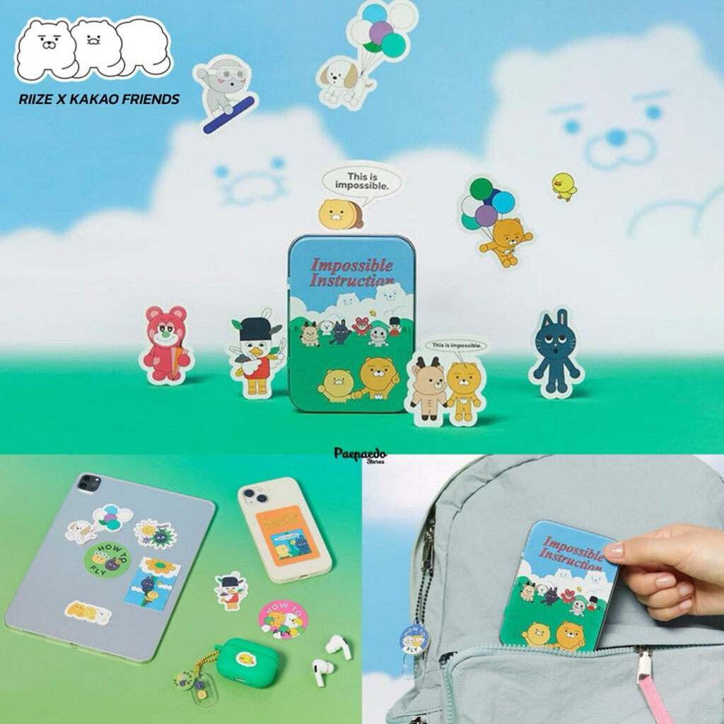 🛒พร้อมส่ง KAKAO FRIENDS X RIIZE Tin Case Sticker Set สติกเกอร์ทั้งหมด 35 ชิ้น