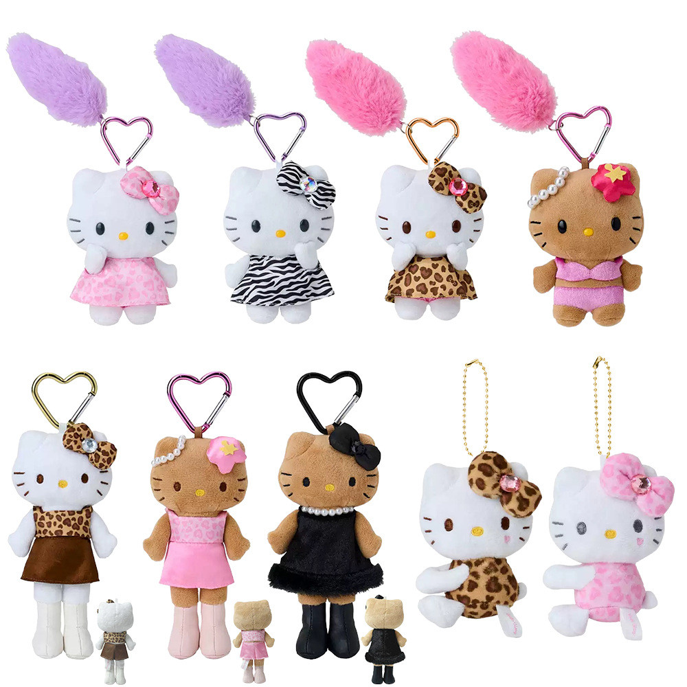 Kawaii Sanrio ขายาว Hello Kitty ตุ๊กตาพวงกุญแจ KT Plushie จี้การ์ตูนตุ๊กตาของเล่นตุ๊กตาสาวน่ารักของขวัญ