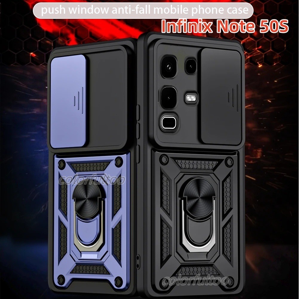 Infinix หมายเหตุ 50S 5G 2025 ผู้ถือแม่เหล็กสําหรับ Infinix หมายเหตุ 50S 50X Note50x Note50s 4G 5G เกราะกันกระแทกปลอกหรูหราสไลด์เลนส์กล้องป้องกัน Hard ฝาหลังกรณี