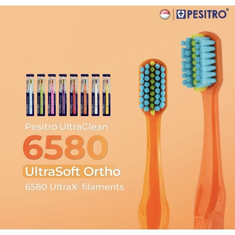 PESITRO ORTHO แปรงสีฟัน Ortho Braces จัดฟัน PESITRO 6580 Ultrasoft ORTHO PESITRO