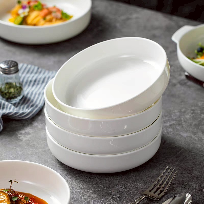 จานขอบสูง จานเซรามิกสีขาว เนื้อหนา สามารถเข้าไมโครเวฟได้ ขนาด 8นิ้ว - รูปที่ 6