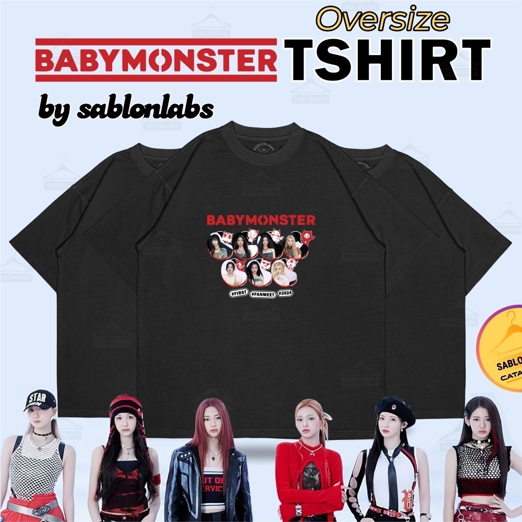 🤓🤓 [ Cotton] Babymonster 1st world tour T-shirt Kpop Oversize cotton Y2K shirt#02Cotton