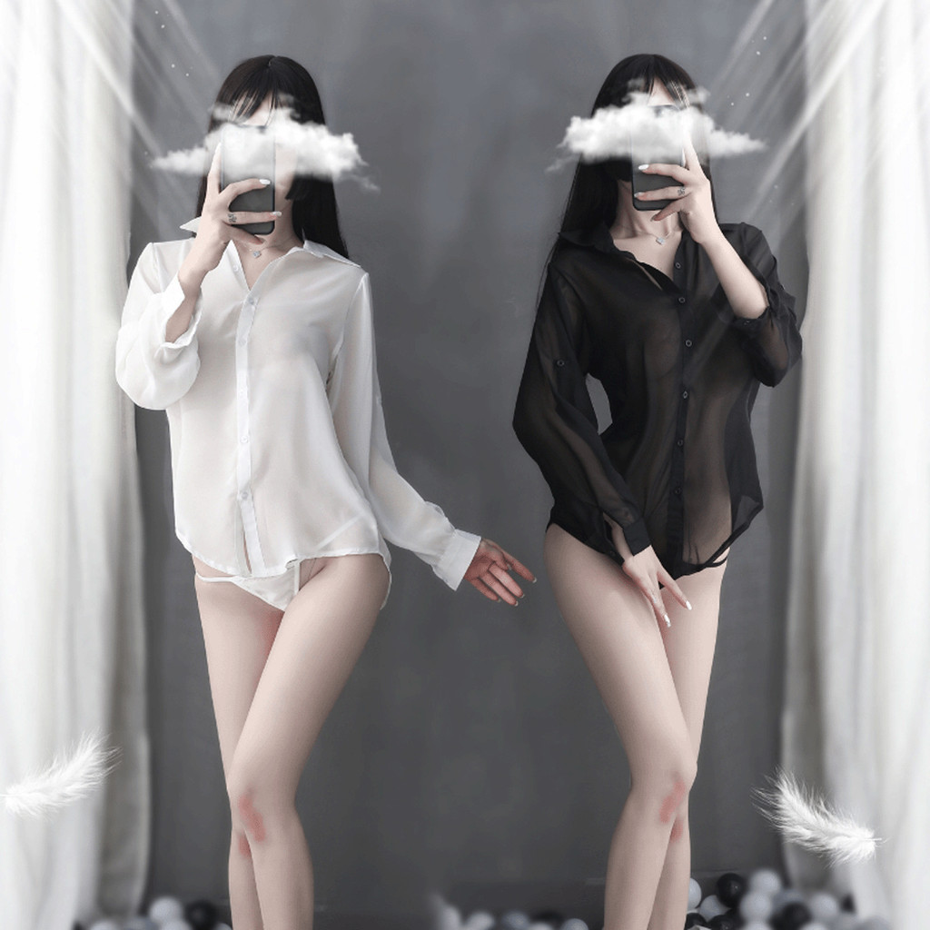 SexyGirls เสื้อเชิ้ตซีทรู ทรงโอเวอร์ไซส์ ใส่คลุม เซ็กซี่ เสื้อซีทรู แขนยาว ผ้าใส่สบาย ไม่ร้อน