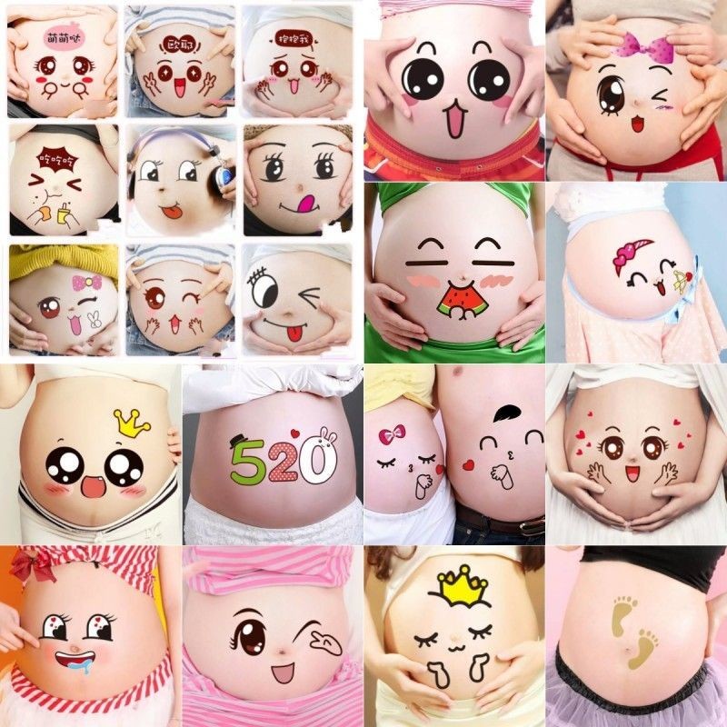 Late Emoji การตั้งครรภ์ 18 หญิงตั้งครรภ์น่ารัก Photo Props Big Belly สติกเกอร์ Photoshoot / -rr18 YR