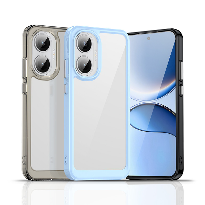 สําหรับ Xiaomi Redmi Turbo 4 Pro, POCO F7 กรณี ELVEV Clear Hard PC ด้านหลัง + สีสัน Soft TPU ชายแดน Anti-shock ปกหลัง