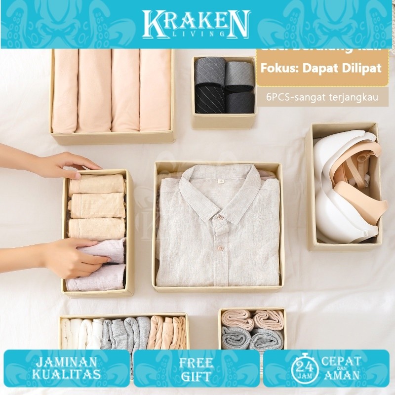 กล่องเก็บของ กระเป๋าชุดชั้นในและอุปกรณ์เสริมเสื้อผ้า 6 ชิ้น baby Closet Organizer Home Organizer กล่