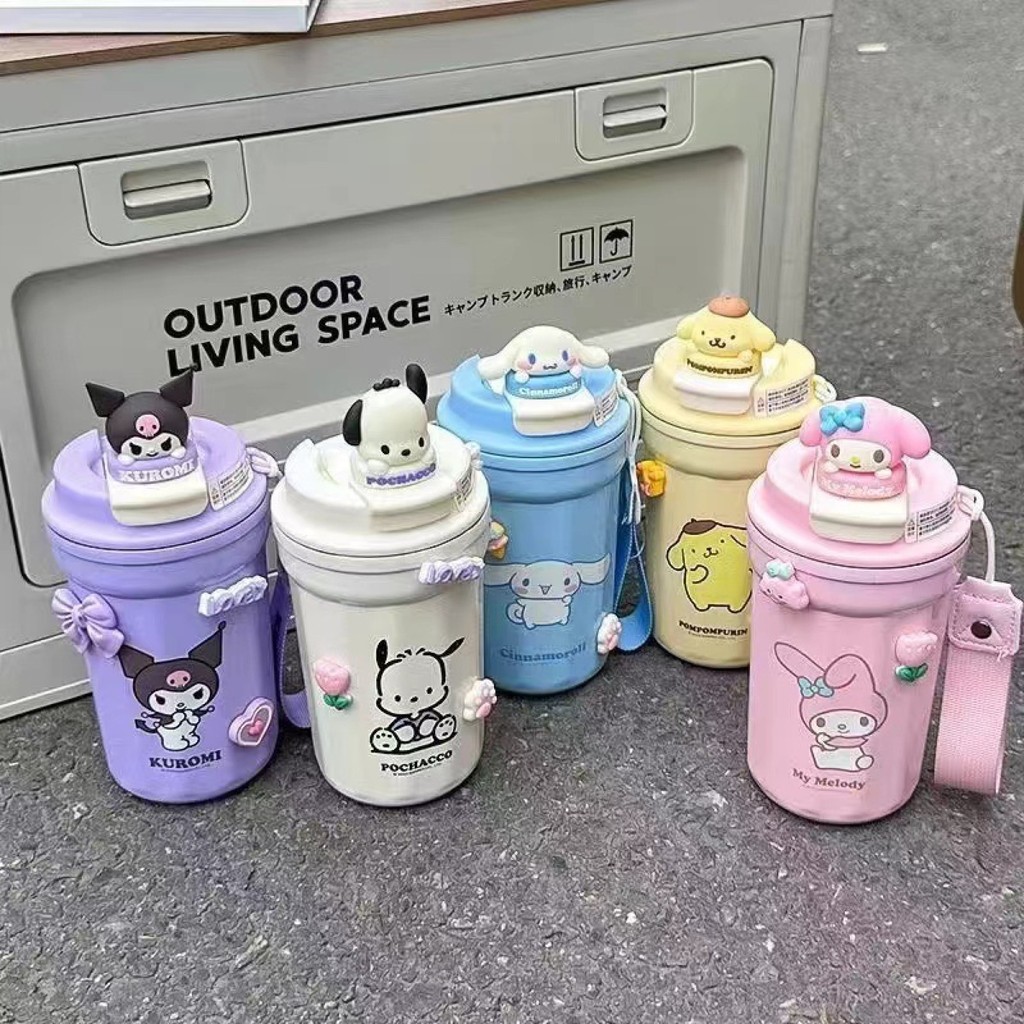 Sanrio Thermos Cup ใหม่ค่าสีสูง 304 สแตนเลสความจุขนาดใหญ่ถ้วยกาแฟเด็กนักเรียนสําหรับสาว MAGiM Nyotala13 th