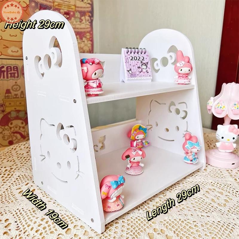 NEWBABY Sanrio Hello Kitty Desktop Storage Rack Kuromi Cinnamoroll Multi-layer ชั้นวางหนังสือเครื่องสําอาง Sundries Organizer หอพักของขวัญ TH