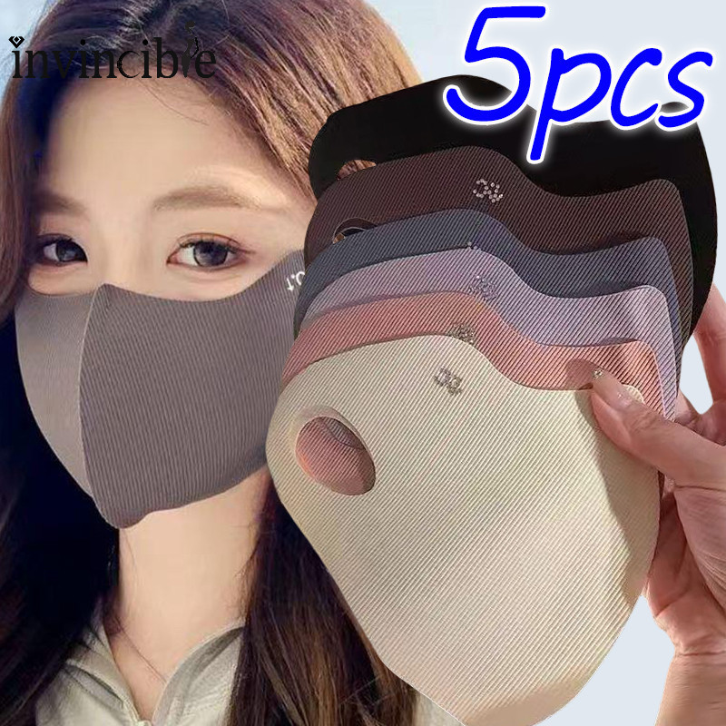 หน้ากากบังแดด 3D แห้งเร็ว - ฝาครอบใบหน้าป้องกันรังสียูวีน้ําหนักเบาแบบใช้ซ้ําได้ -Y2K ดีไซน์สีทึบสไตล์มินิมอล