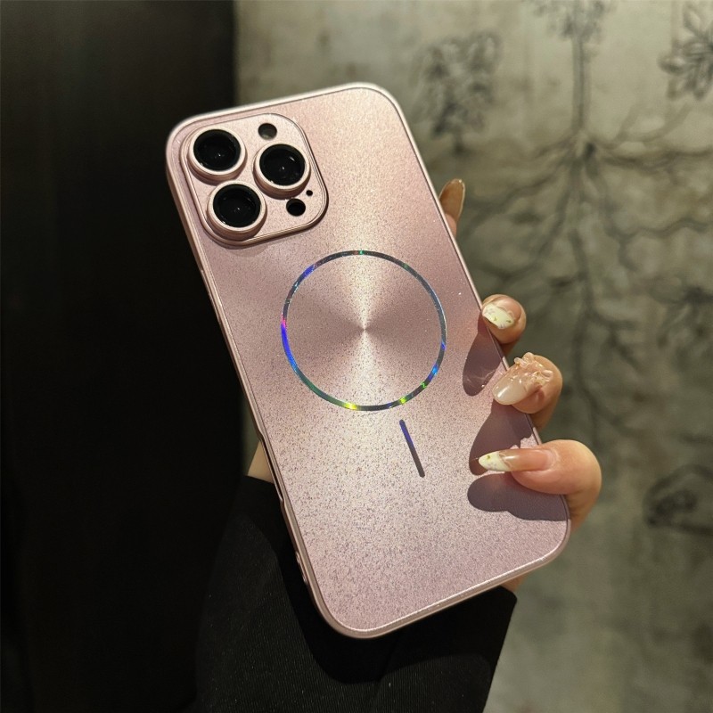Luxury Glitter Aurora Magnetic Case สําหรับ iPhone 16 15 14 13 12 11 Pro Max 16Plus electroplate เลนส์ฟิล์มฝาครอบ
