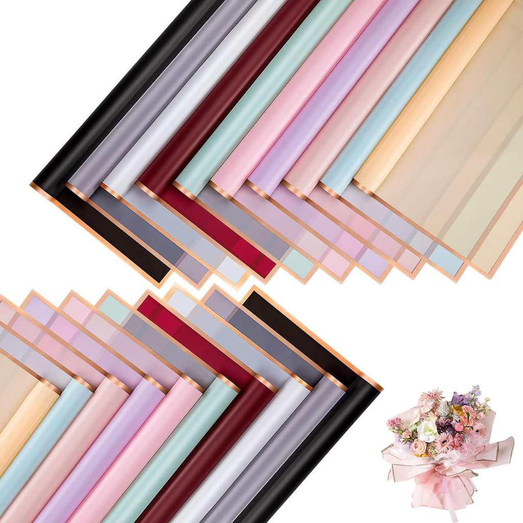 Pure Color Flower Wrapping Paper – 20 Sheets for Bouquets & DIY Crafts (58x58cm / 22.8x22.8 inches, 