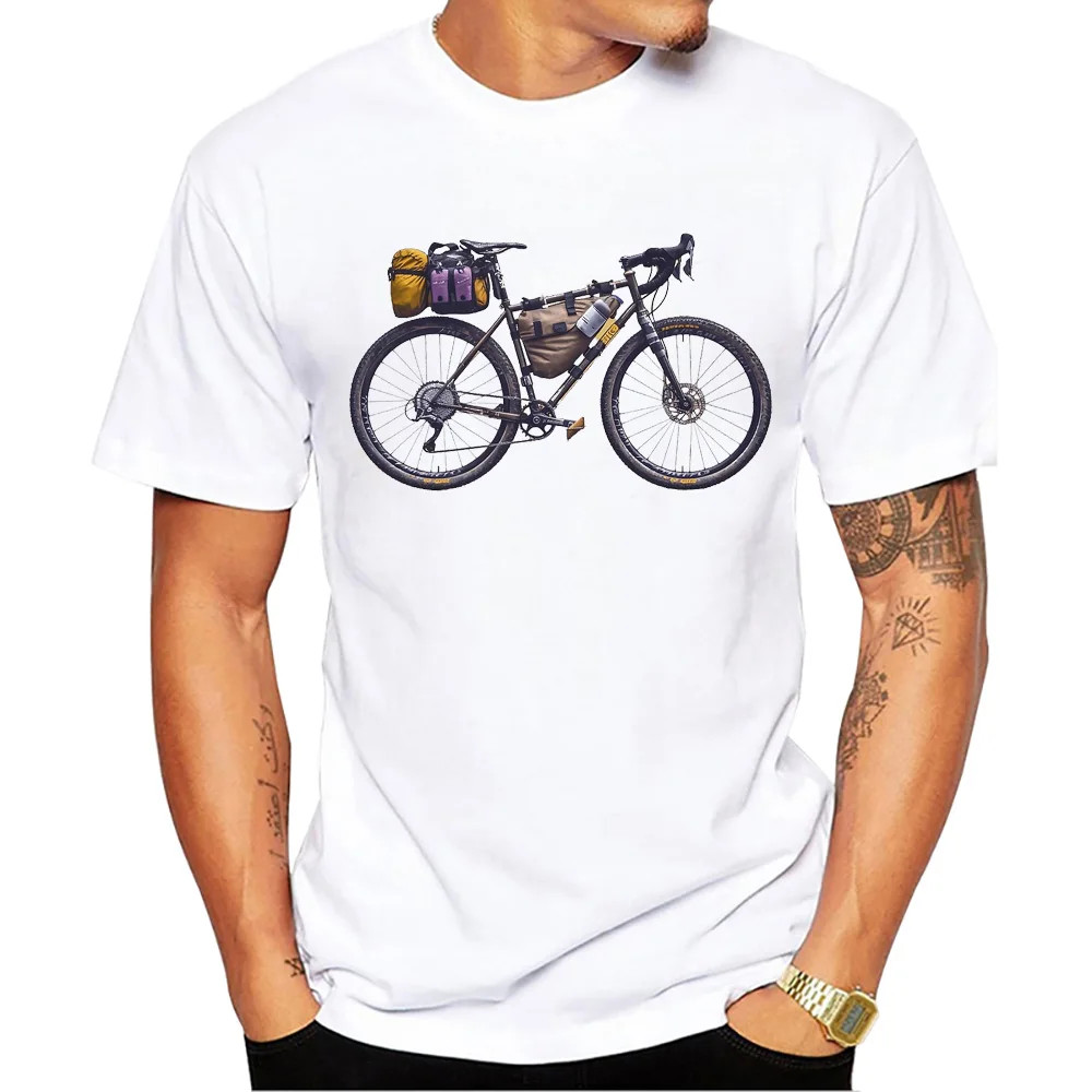 ทีฮับ วินเทจจักรยาน ท็อปส์ขี่กรวดพิมพ์เสื้อยืดจักรยานเสือภูเขาสำหรับผู้ชาย ทีเสื้อเก่าจักรยานชายสบายๆ - รูปที่ 2