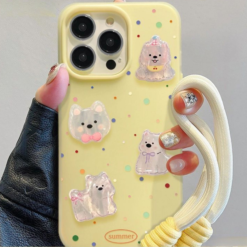 Jelly 3D ลูกสุนัขเคสโทรศัพท์สําหรับ iPhone 16 15 14 13 12 11 Pro Max X XR XS Max หมีน่ารักการ์ตูนปกอ่อน GDE