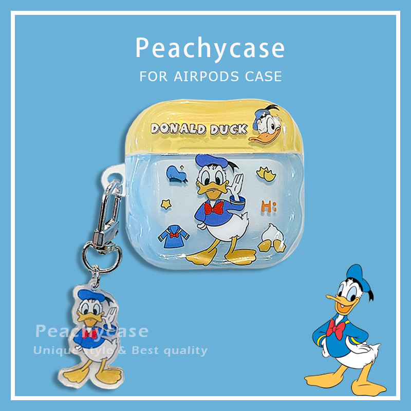 Disney Donald Duck จี้หูฟังป้องกันกรณีสําหรับ Airpods 1 2 3 4 Pro Pro2 Airpods4 Anti-loss IMD ไร้สายบลูทูธชุดหูฟัง