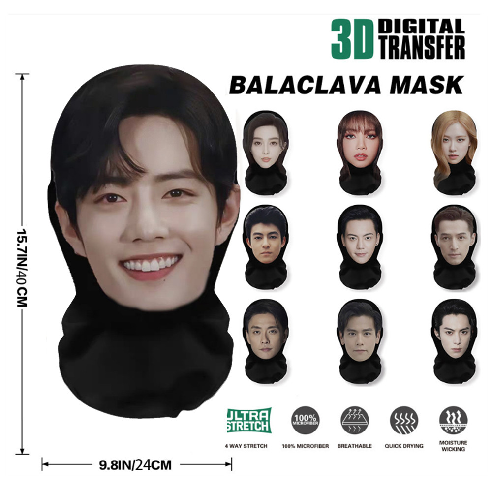 3ง สมจริงดาราใบหน้าแต่งตัวหัวเกียร์ปกผ้าไหมน้ําแข็งที่ไร้รอยต่อใบหน้าผ้าพันคอสําหรับอาทิตย์ป้องกันรังสียูวีฮาโลวีนหน้ากากเครื่องแต่งกาย เสี่ยวซาน